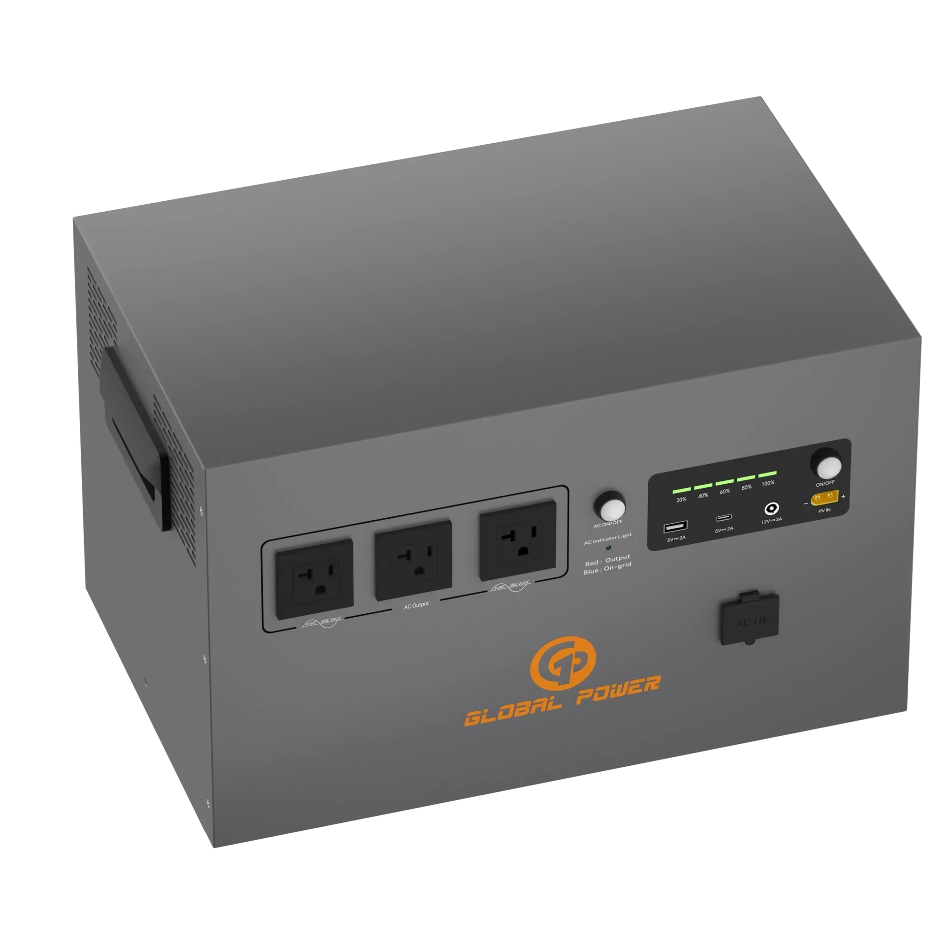Global Power 2kW / 2560Wh Mini ESS — EU/Intl (220V/240V)